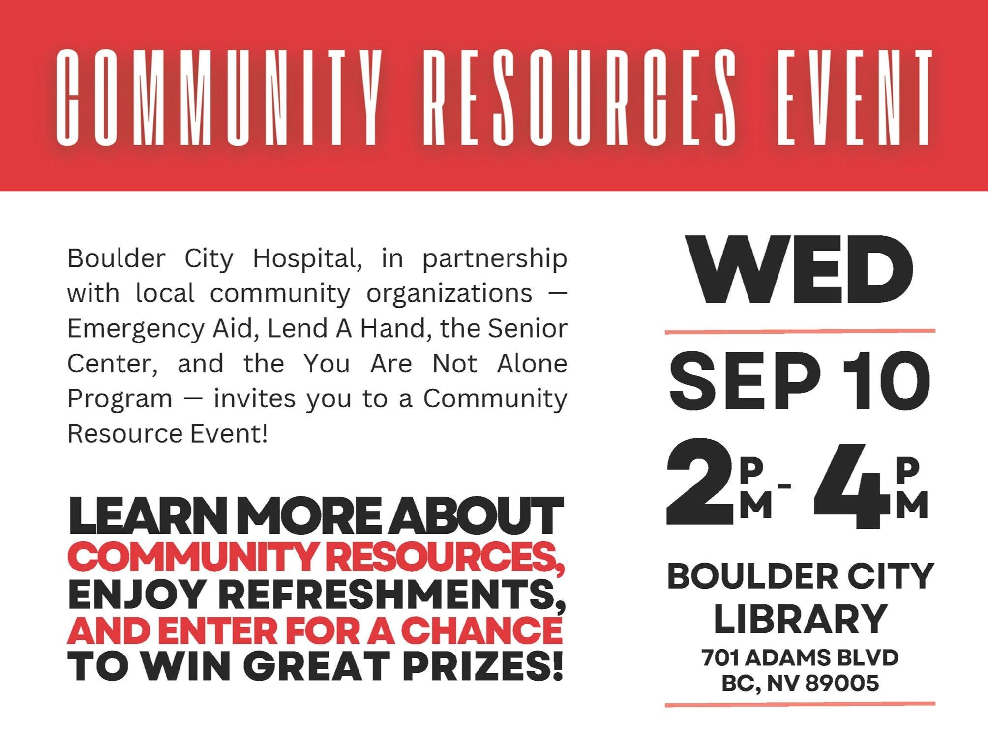 September 10 Community Resources Event 